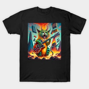 crazy nightmare cat playing heavy metal T-Shirt